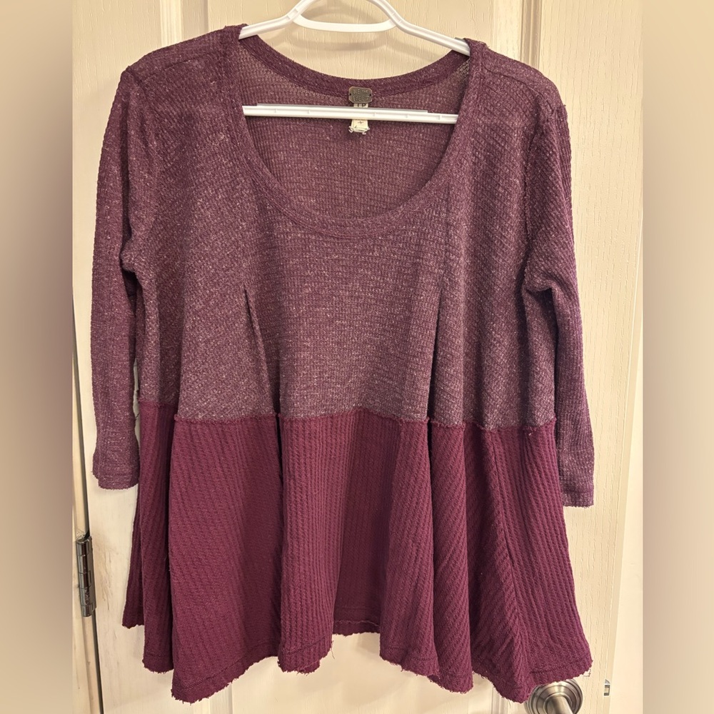 We The Free Women's 3/4 Sleeve in Deep Burgundy XS (Oversized)